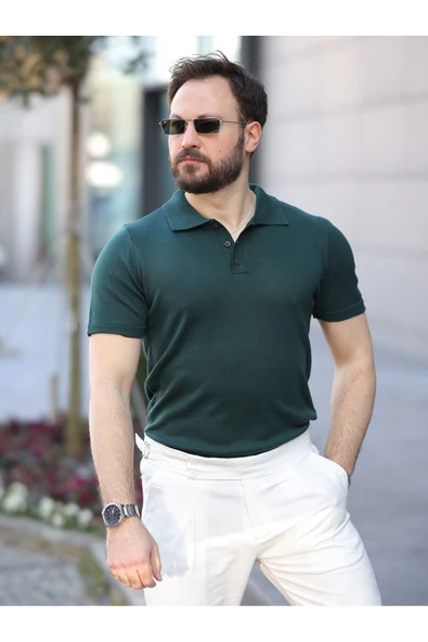 Basic Düğmeli Pamuklu Triko Tshirt - 4