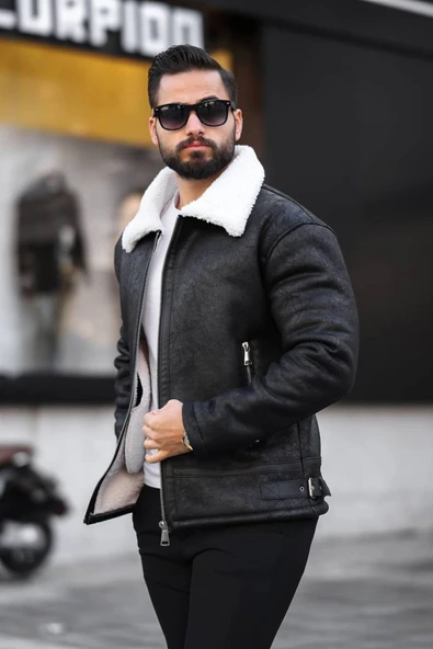 İçi Kürklü A Kalite Napa Deri Mont / Ceket - Resim 4