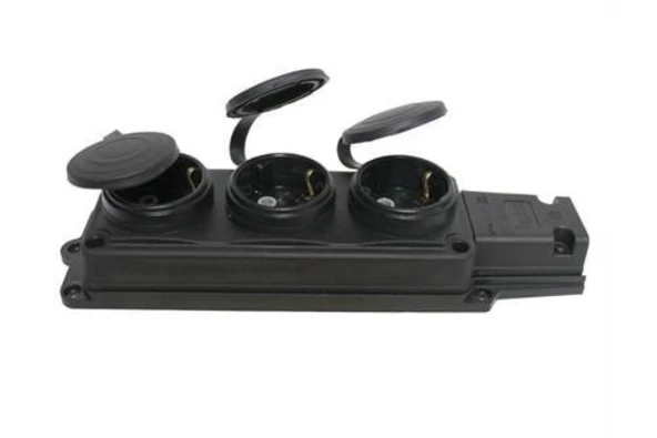 Byes Kauçuk Monofaze 3'lü Grup Priz 1x16A. 220V. IP44 ( 2 Adet ) - Resim 2