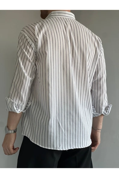 Old Money Rahat Kalıp Çizgili Gömlek - 6