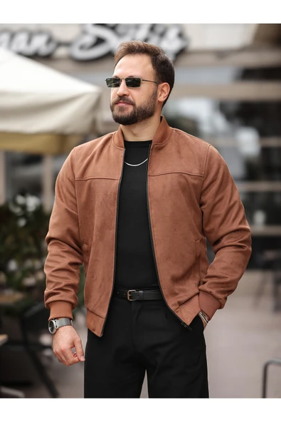 Yeni Sezon Kolej Bomber Süet Ceket - Resim 6