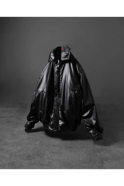 Erkek 90’s Vintage Kalıp Oversize Deri Ceket - 2