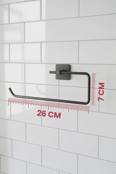 Siyah Yapışkanlı Solo Havluluk – Kare Topuzlu, (Yapıştır/Vidala) Montajlı Metal Banyo Askısı - (S-110) - KTS - Resim 5