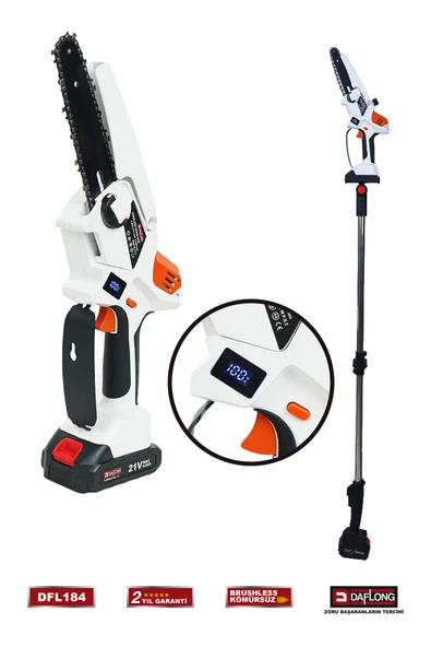 DAFLONG PRO DİJİTAL GÖSTERGELİ OTOMATİK YAĞLAMALI 2 METRE TELESKOP KUL UZATMALI 8 INÇ BUDAMA DFL-184 - Resim 2