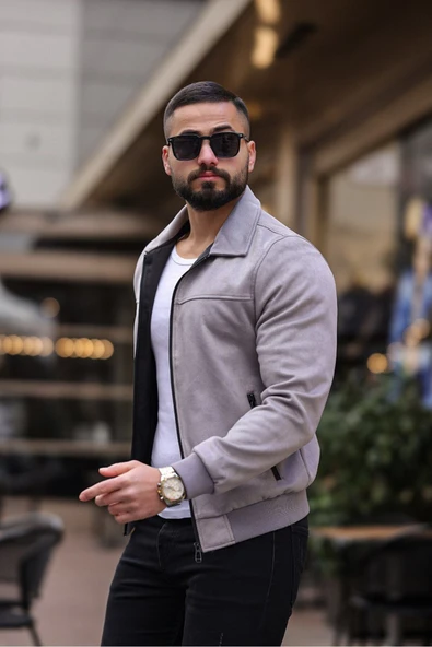 ERKEK POLO YAKALI MEVSİMLİK ASTARLI SÜET CEKET - 6