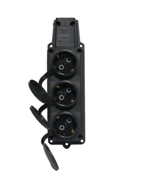 Byes Kauçuk Monofaze 3'lü Grup Priz 1x16A. 220V. IP44 ( 2 Adet ) ürün görseli