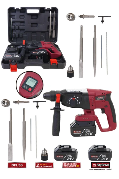 DAFLONG PRO DİJİTAL ERKANLI DİJİTAL AYARLANABİLİR HIZLI DARBELİ KIRICI DELİCİ HİLTİ DFL-56 - 2