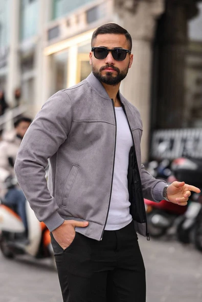 Unisex Süet Kolej Ceket - Günlük ve Spor Kombinlerin Vazgeçilmezi - Resim 4