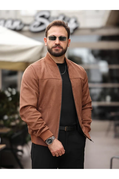 Yeni Sezon Kolej Bomber Süet Ceket - Resim 7