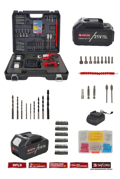 DAFLONG KÖMÜRSÜZ ÇELİK MANDREN 21V 13MM KÖMÜRSÜZ ŞARJLI DARBELİ MATKAP DFL-9 - 3