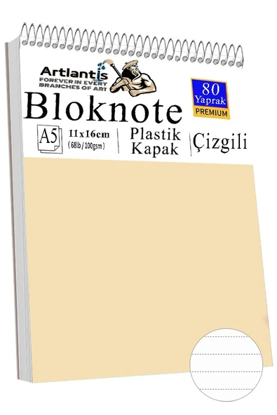 Telli Masaüstü Not Defteri Çizgili A5 Orta Boy 1 Adet Masa Üstü Plastik Kapaklı Spiralli Bloknot Blocknote 80 Yaprak - 4