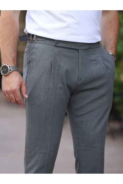 Old Money Pileli Likralı Kumaş Pantolon - 5