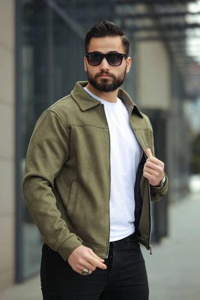 Basic Old Money Polo Yaka Astarlı Süet Ceket