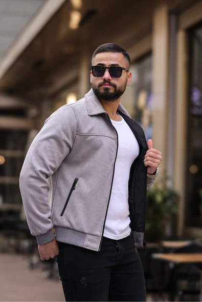 ERKEK POLO YAKALI MEVSİMLİK ASTARLI SÜET CEKET - Resim 7