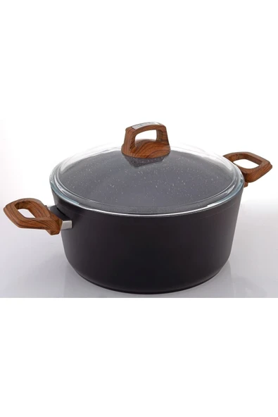 Bonera Vogue 20cm Ahşap Kulp Detaylı Granit Tekli Derin Tencere - Resim 2