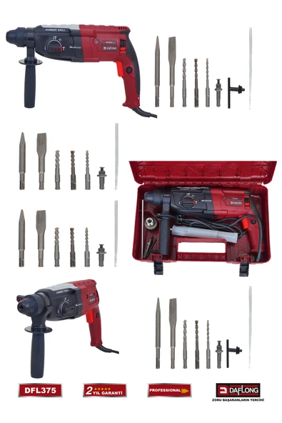 DAFLONG PRO BAKIR SARGILI METAL ŞANZUMAN DARBELİ MATKAP KIRICI DELİCİ 2-28MM HİLTİ DFL-375