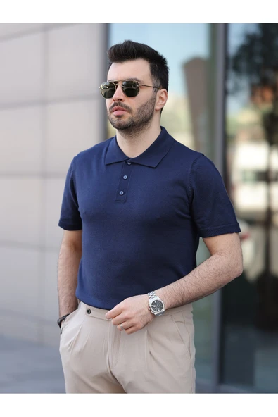 Basic Düğmeli Pamuklu Triko Tshirt - 11