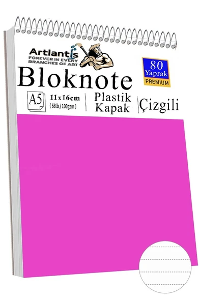 Telli Masaüstü Not Defteri Çizgili A5 Orta Boy 1 Adet Masa Üstü Plastik Kapaklı Spiralli Bloknot Blocknote 80 Yaprak - 8
