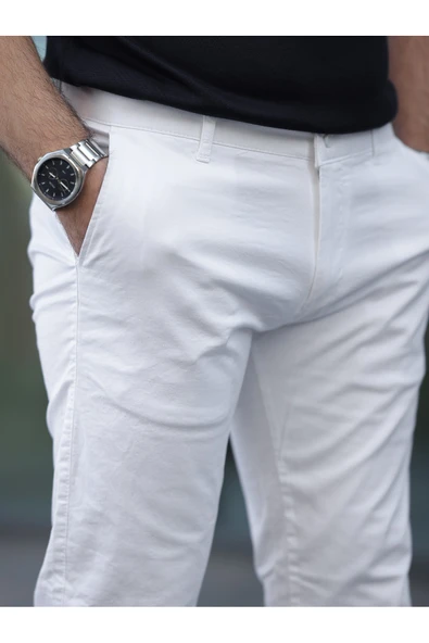 Slim Fit Chino Keten Pantolon - 8