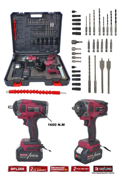 DAFLONG 2'Lİ SANAYİ SETİ 6 KADEMELİ DEVİRLİ TAŞLAMA+1600NM SOMUN BİJON MAKİNASI DFL-266 - 4