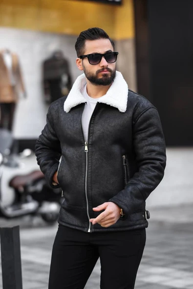 İçi Kürklü A Kalite Napa Deri Mont / Ceket - Resim 6