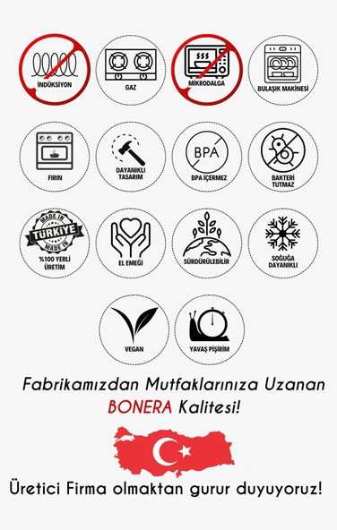 Bonera Vogue 20cm Ahşap Kulp Detaylı Granit Tekli Derin Tencere - Resim 4