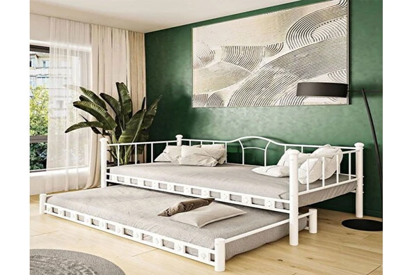 ARGİMO Kamelya Yavrulu Daybed Sedir Karyola Beyaz 90x190cm