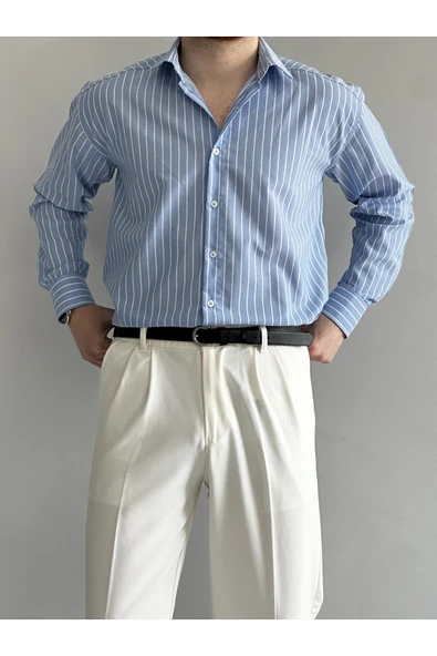 Old Money Rahat Kalıp Çizgili Gömlek - 10