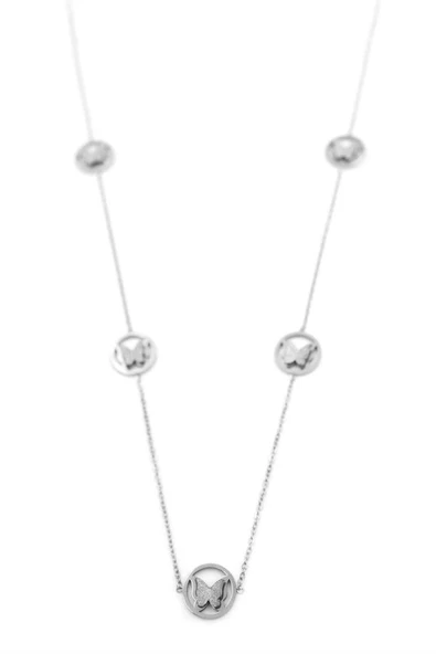 Kelebek Kolye - 90 Cm - Gümüş - 2