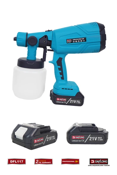 DAFLONG PRO YÜKSEK BASINÇLI ÇİFT AKÜLÜ BOYA PÜSKÜRTME TABANCASI DFL-117 - 2