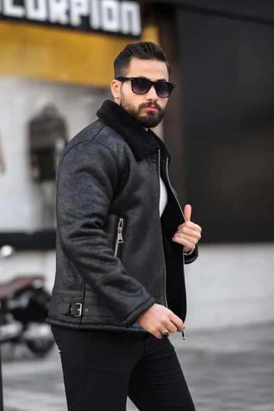 İçi Kürklü A Kalite Napa Deri Mont / Ceket - Resim 2