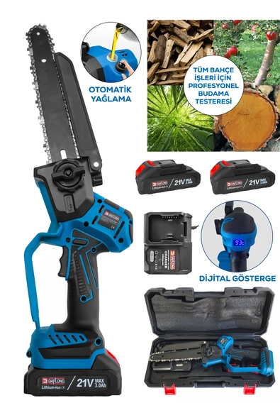 DAFLONG PROFESYONEL DİJİTAL GÖSTERGELİ OTOMOTİK YAĞLAMALI BRUSHLESS MOTOR DAL BUDAMA MAKİNASI ürün görseli 1