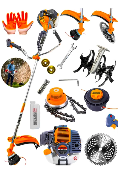 DAFLONG BAKIR SARGI ÇAPA HEDİYELİ YAN TİPİ BENZİNLİ OT ÇALI ÇİM BİÇME TIRPAN MAKİNASI CANAVAR BASLIK