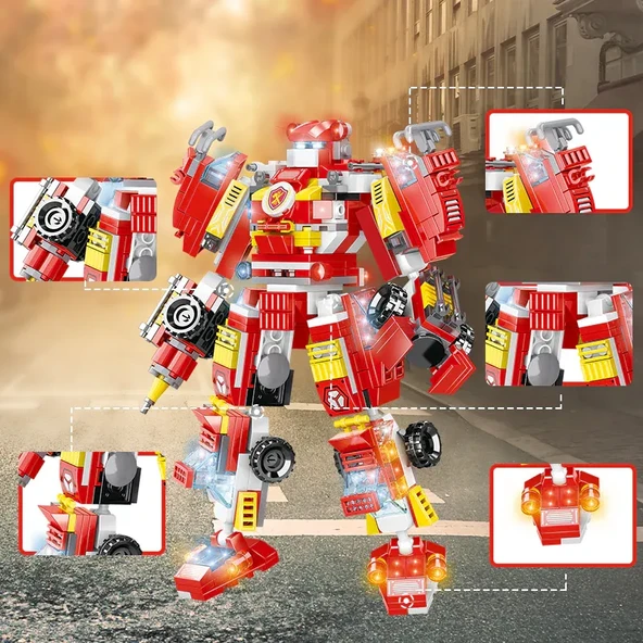C0651Robot yangın kurtarma araba yapı taşı oyuncak PCS:591 PARÇA - 6