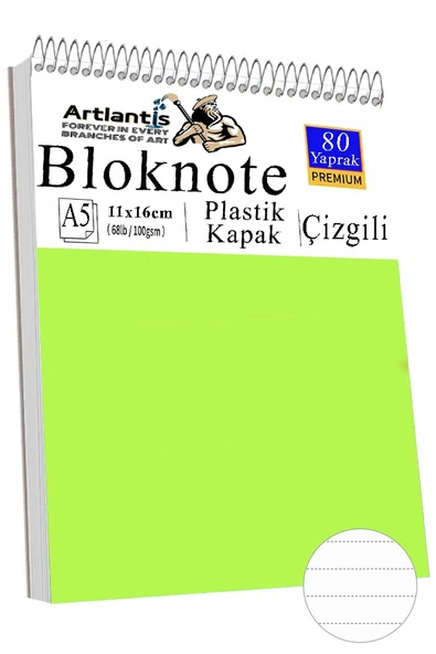 Telli Masaüstü Not Defteri Çizgili A5 Orta Boy 1 Adet Masa Üstü Plastik Kapaklı Spiralli Bloknot Blocknote 80 Yaprak - 2