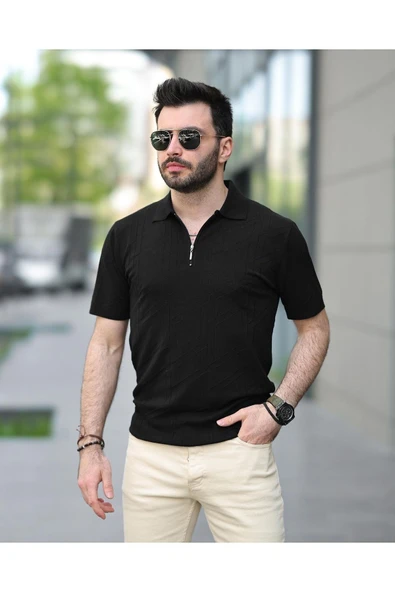 Fermuarlı Triko Tshirt - 8