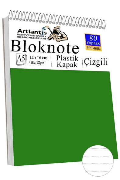 Telli Masaüstü Not Defteri Çizgili A5 Orta Boy 1 Adet Masa Üstü Plastik Kapaklı Spiralli Bloknot Blocknote 80 Yaprak - 12