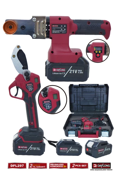 DAFLONG PRO KÖMÜRSÜZ 2'Lİ SET PVC BORU KAYNAK MAKİNASI +ŞARJLI PVC BORU MAKASI DFL-297