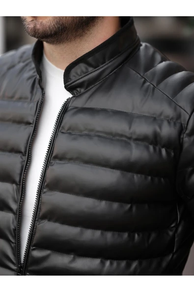 Erkek Deri Şişme Mont - 4