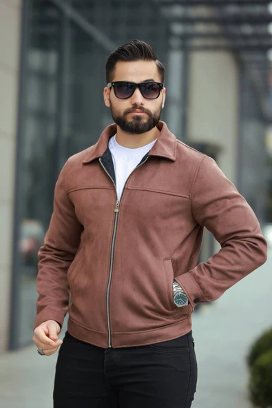 Basic Old Money Polo Yaka Astarlı Süet Ceket - 12