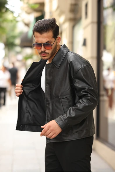 Premium Oversize Düğmeli Kaşe Ceket - 6