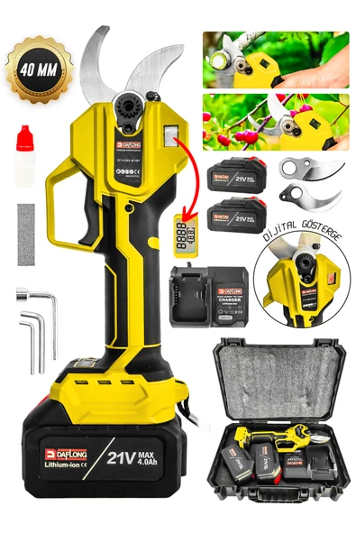 DAFLONG PROFESYONEL DİJİTAL GÖSTERGELİ 40 MM ŞARJLI BAĞ MAKASI ÇELİK KESME-SRI ürün görseli 1