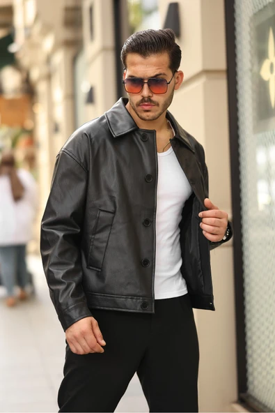 Premium Oversize Düğmeli Kaşe Ceket - 4