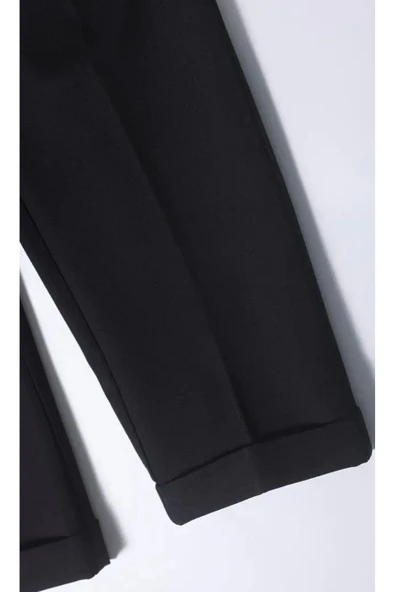 Yeni Sezon Premium Pileli Basic Likralı Duble Paça Kumaş Pantolon - 4