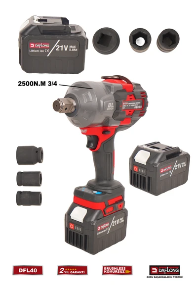 DAFLONG PRO 3/4 2500NM ŞARJLI DARBELİ SOMUN SÖKME MAKİNASI DFL-40 - 2