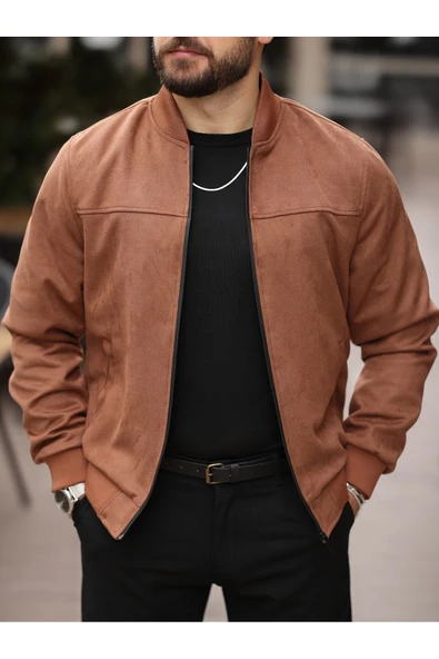 Yeni Sezon Kolej Bomber Süet Ceket - Resim 8