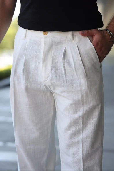 Yeni Sezon Baggy Keten Pantolon - 5
