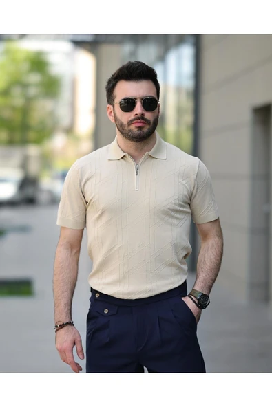 Fermuarlı Triko Tshirt - 11