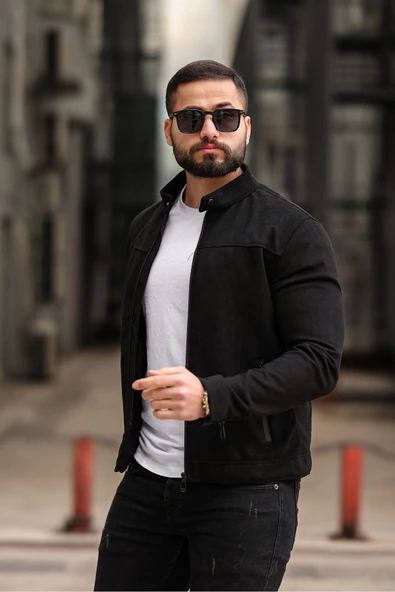 Yeni Sezon Erkek Premium Karbon Deri Slim Fit Mevsimlik Ceket - 11