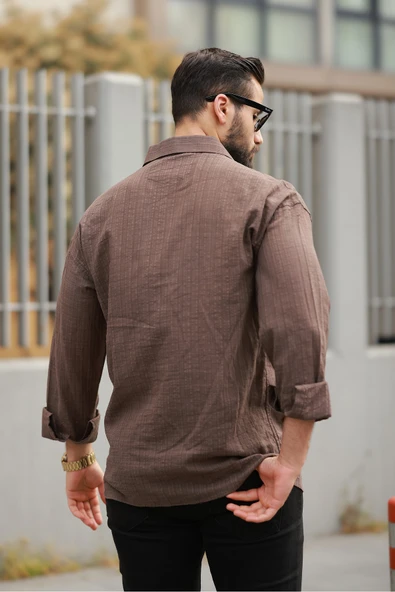 Oversize Keten Karışımlı Basic Salaş Gömlek - 10